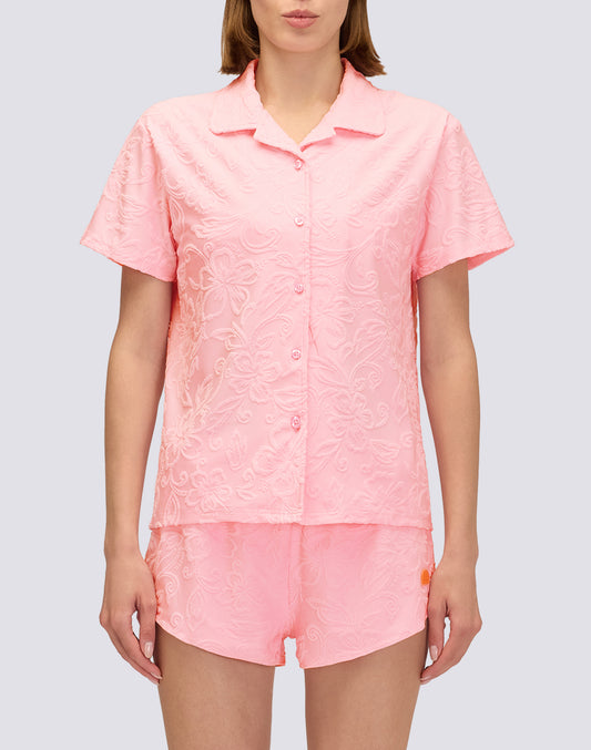 JACQUARD TERRY CLOTH BOWLING SHIRT WITH SK23 PATTERN
