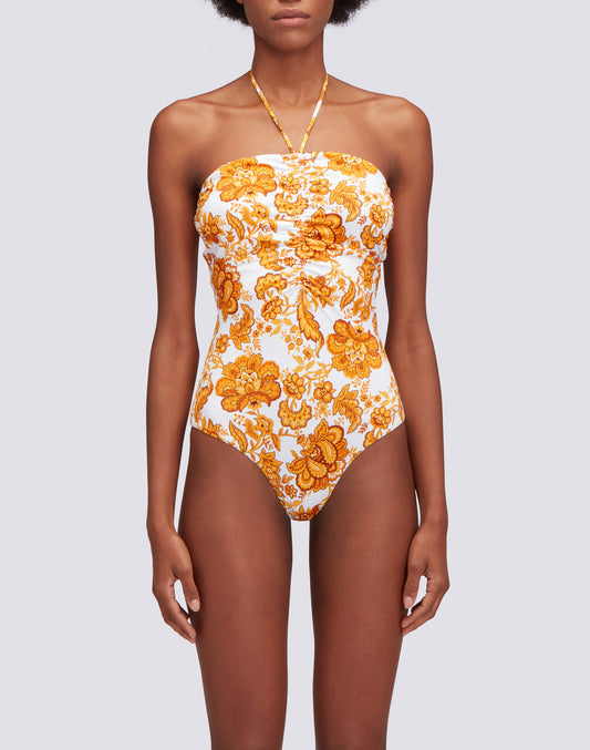 FLOWER PRINT ONE-PIECE SWIMMING COSTUME