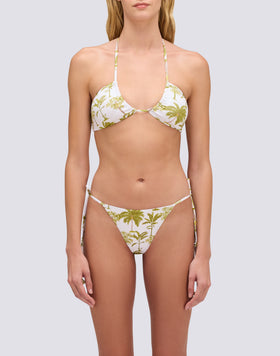 BIKINI TOP WITH ADJUSTABLE STRAPS AND BOTANICAL PRINT TASSELS