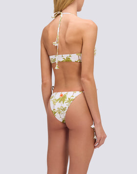 BIKINI TOP WITH ADJUSTABLE STRAPS AND BOTANICAL PRINT TASSELS