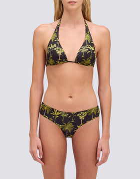 AMERICAN TRIANGLE BIKINI TOP WITH TASSELS AND BOTANICAL PRINT