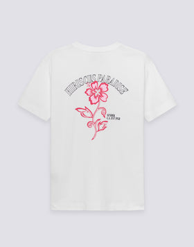 WOMEN'S T-SHIRT WITH EMBROIDERED AND PRINTED HIBISCUS