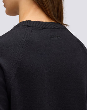 WOMEN'S CREW NECK KNITTED SWEATSHIRT WITH EMBROIDERED LOGO