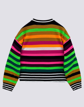 WOMEN'S MULTICOLOR STRIPED CREW NECK SWEATER