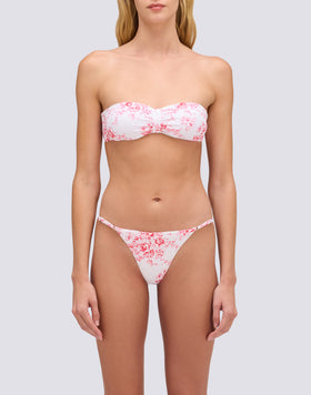 KERR - ROSE DE JOIE PATTERNED HIGH-CUT BIKINI BOTTOMS WITH ADJUSTABLE TIES