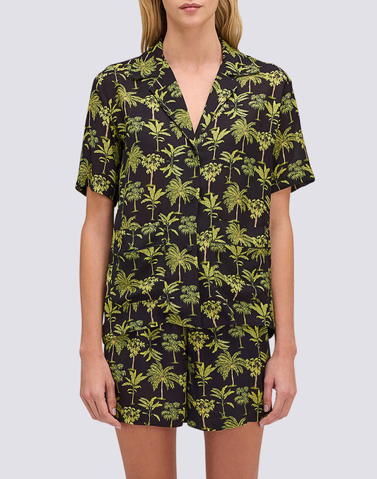 WOMEN'S BOWLING-STYLE SHIRT WITH BOTANIC PRINT