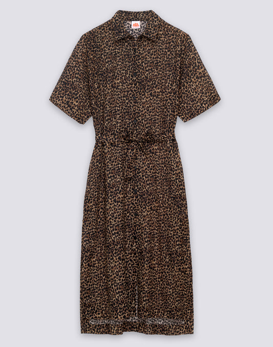 ABITO CHEMISIER DONNA ANIMALIER CON CINTURA REMOVIBILE