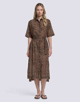 WOMEN'S ANIMAL PRINT SHIRT DRESS WITH REMOVABLE BELT