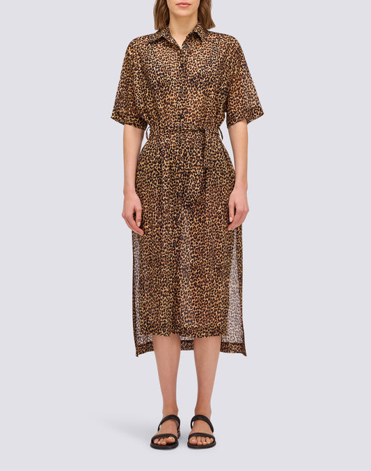 WOMEN'S ANIMAL PRINT SHIRT DRESS WITH REMOVABLE BELT