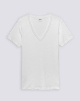 HALF-SLEEVED LINEN T-SHIRT