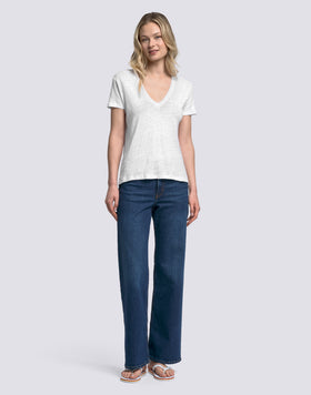 HALF-SLEEVED LINEN T-SHIRT