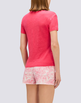 HALF-SLEEVED LINEN T-SHIRT
