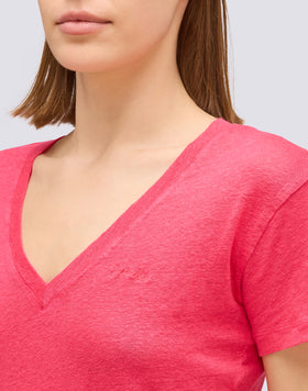 HALF-SLEEVED LINEN T-SHIRT