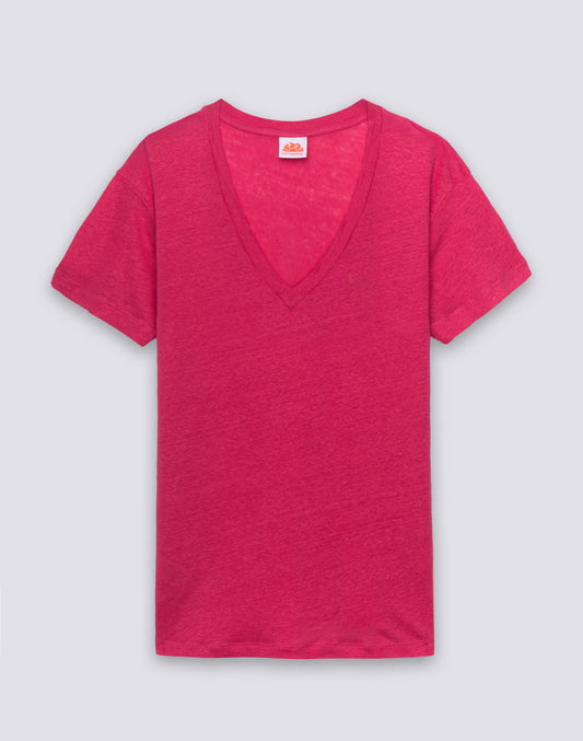 HALF-SLEEVED LINEN T-SHIRT