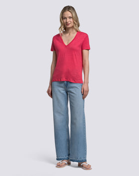 HALF-SLEEVED LINEN T-SHIRT
