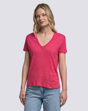 HALF-SLEEVED LINEN T-SHIRT