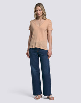 HALF-SLEEVED LINEN T-SHIRT