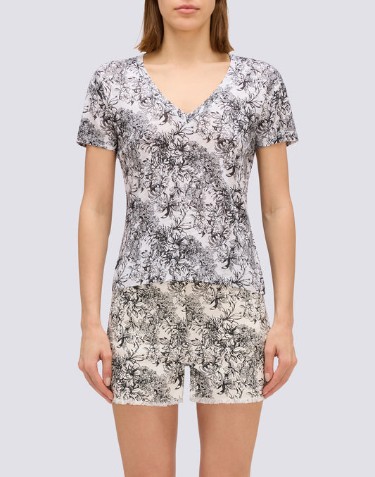 HALF-SLEEVED LINEN T-SHIRT
