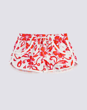 MARGATE SHORT SWIM SHORTS WITH HIBISCUS PRINT