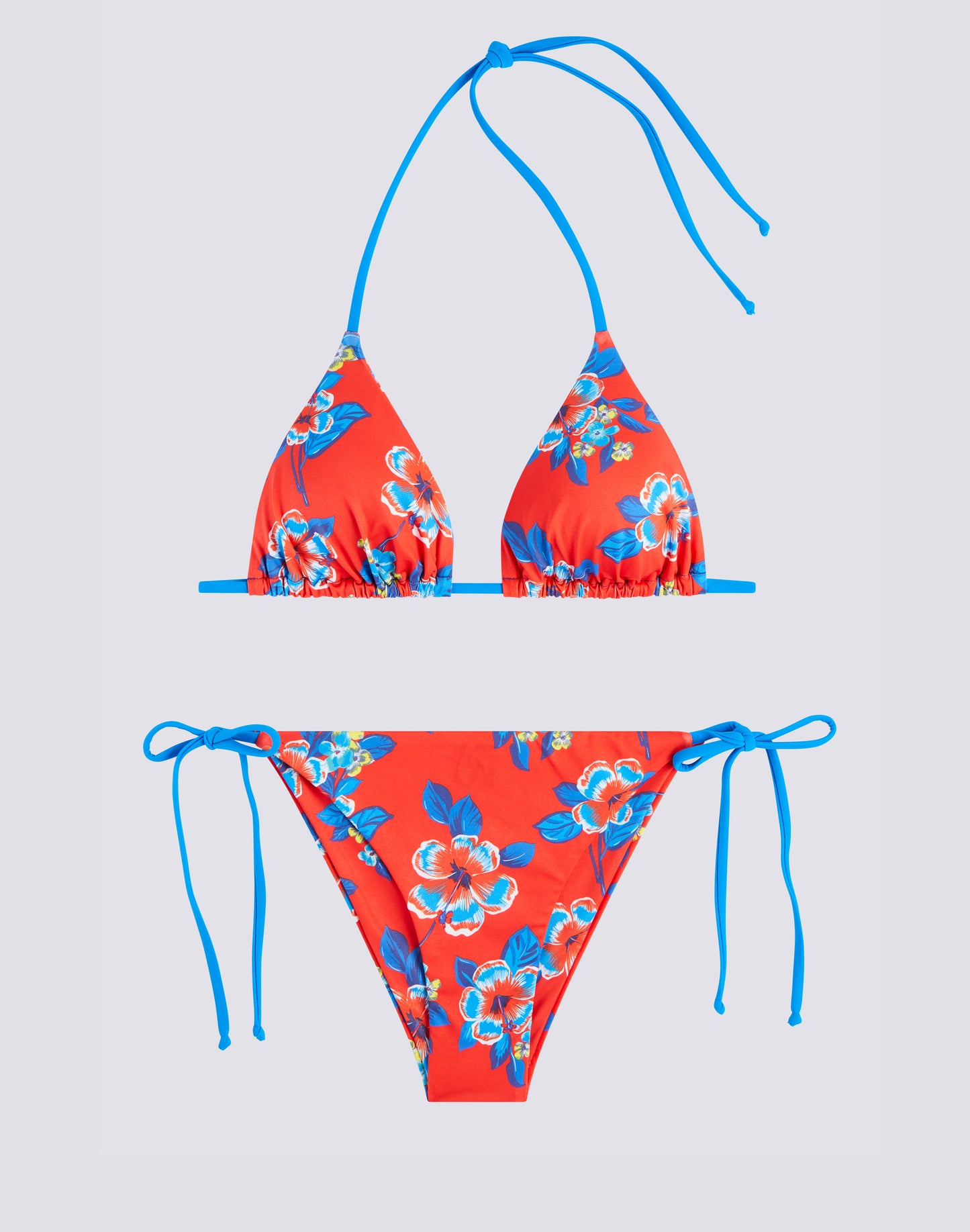 RED FLORAL HIBI PANSY PRINT BIKINI