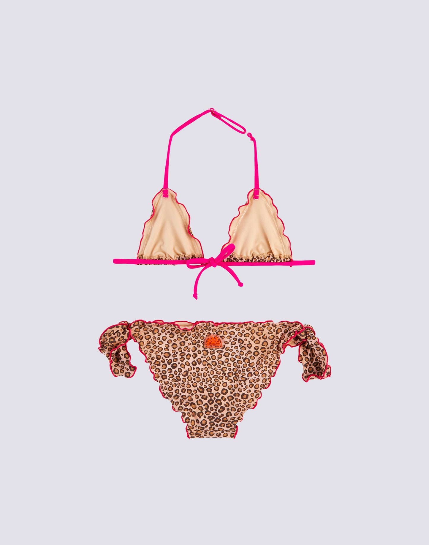 MINI MAGNOLIA BIKINI WITH TRIANGLE TOP AND BOTTOMS WITH LEO PRINT BOWS