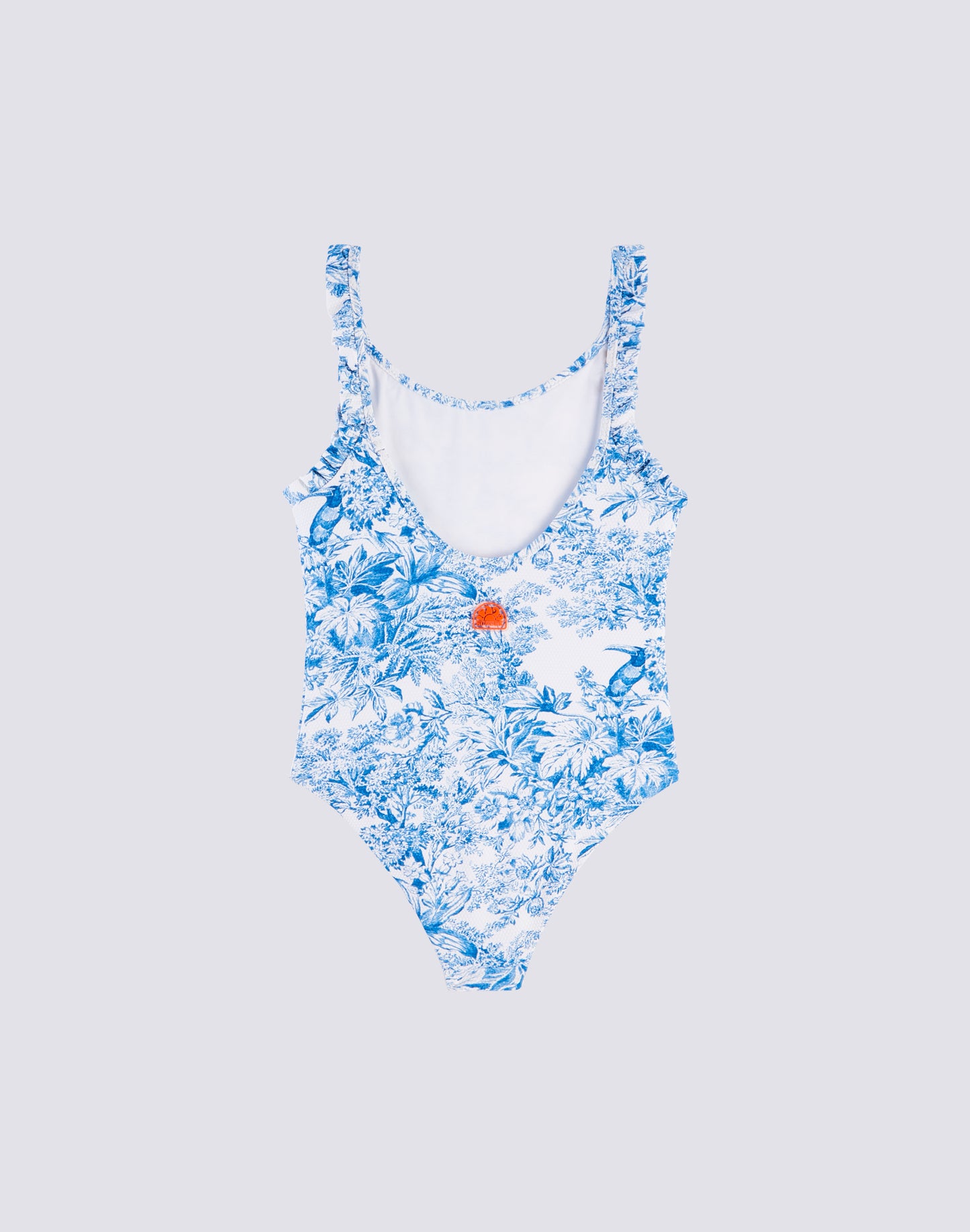 ONE-PIECE SWIMSUIT WITH TOILE DE JOUY RUFFLES