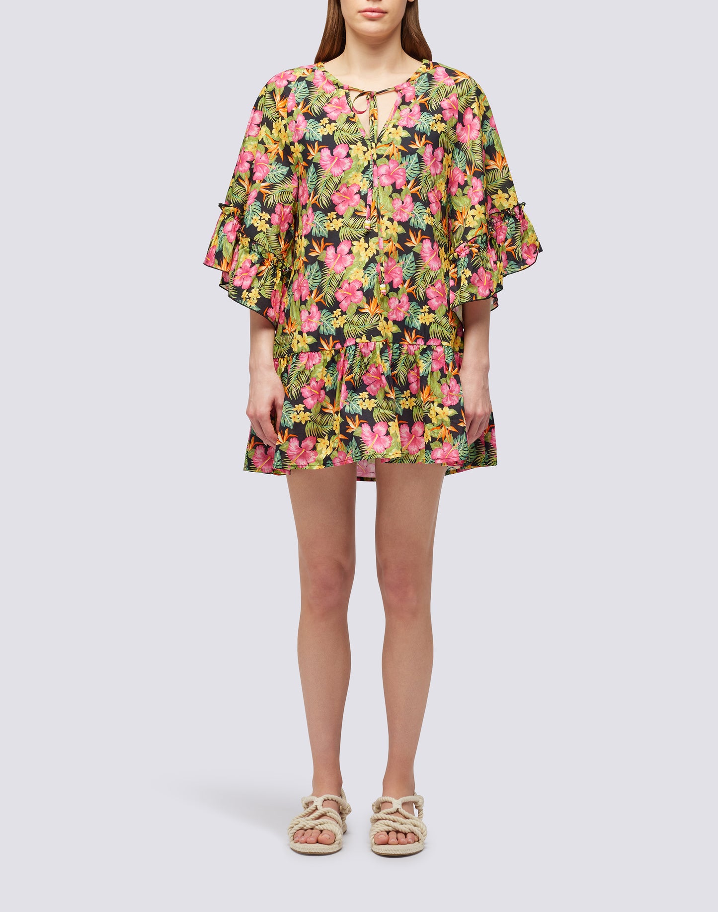 KAFTAN WITH TROPICANA PRINT