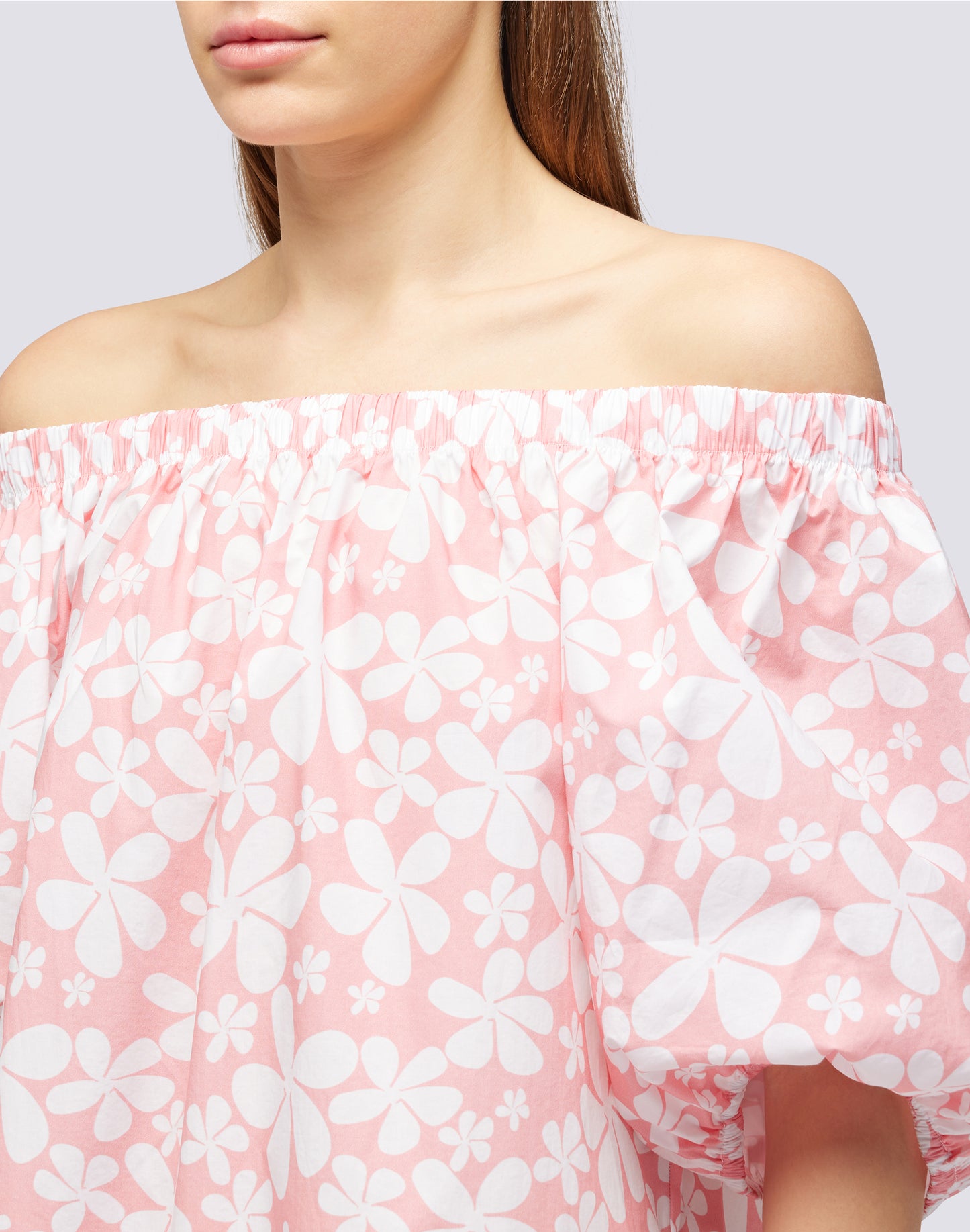 ROLLING FLOWER PRINT POPLIN DRESS