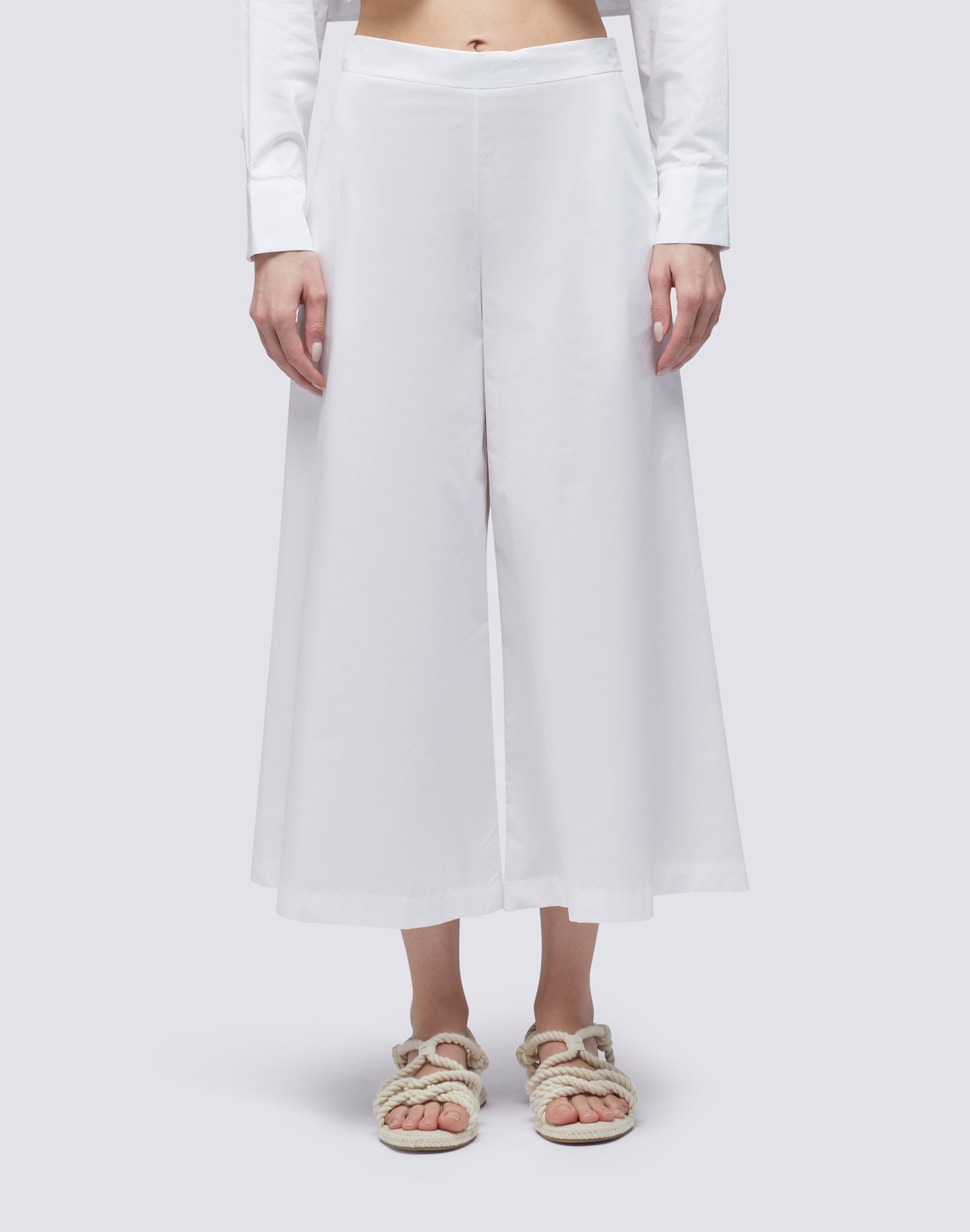 HIGH WAIST PALAZZO PANTS IN POPLIN