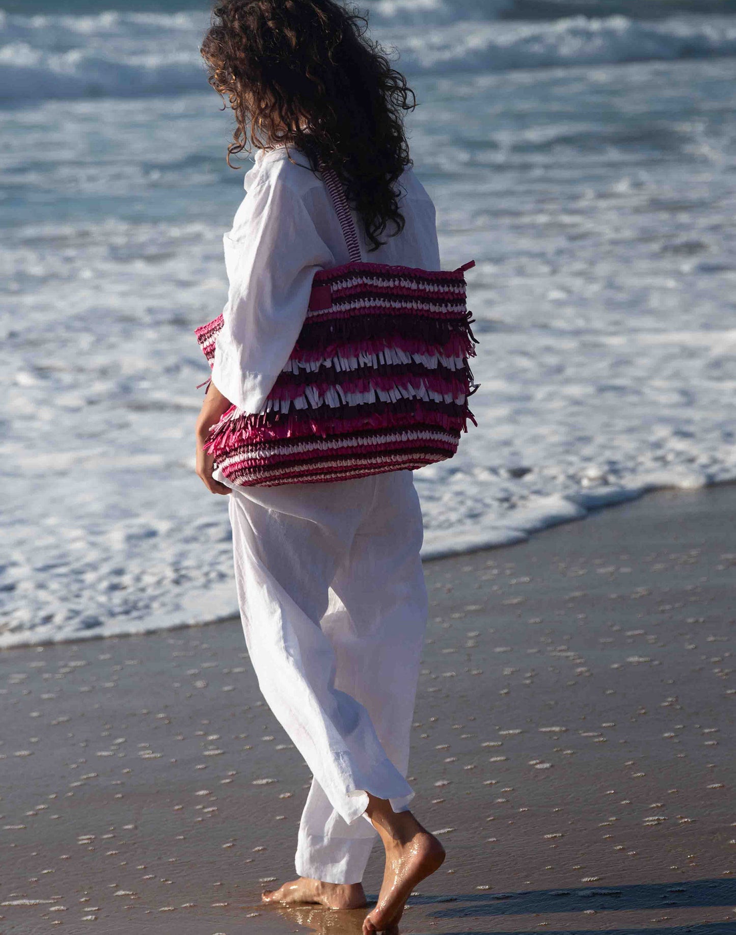 LIBERA - PAPER STRAW BAG WITH FRINGES