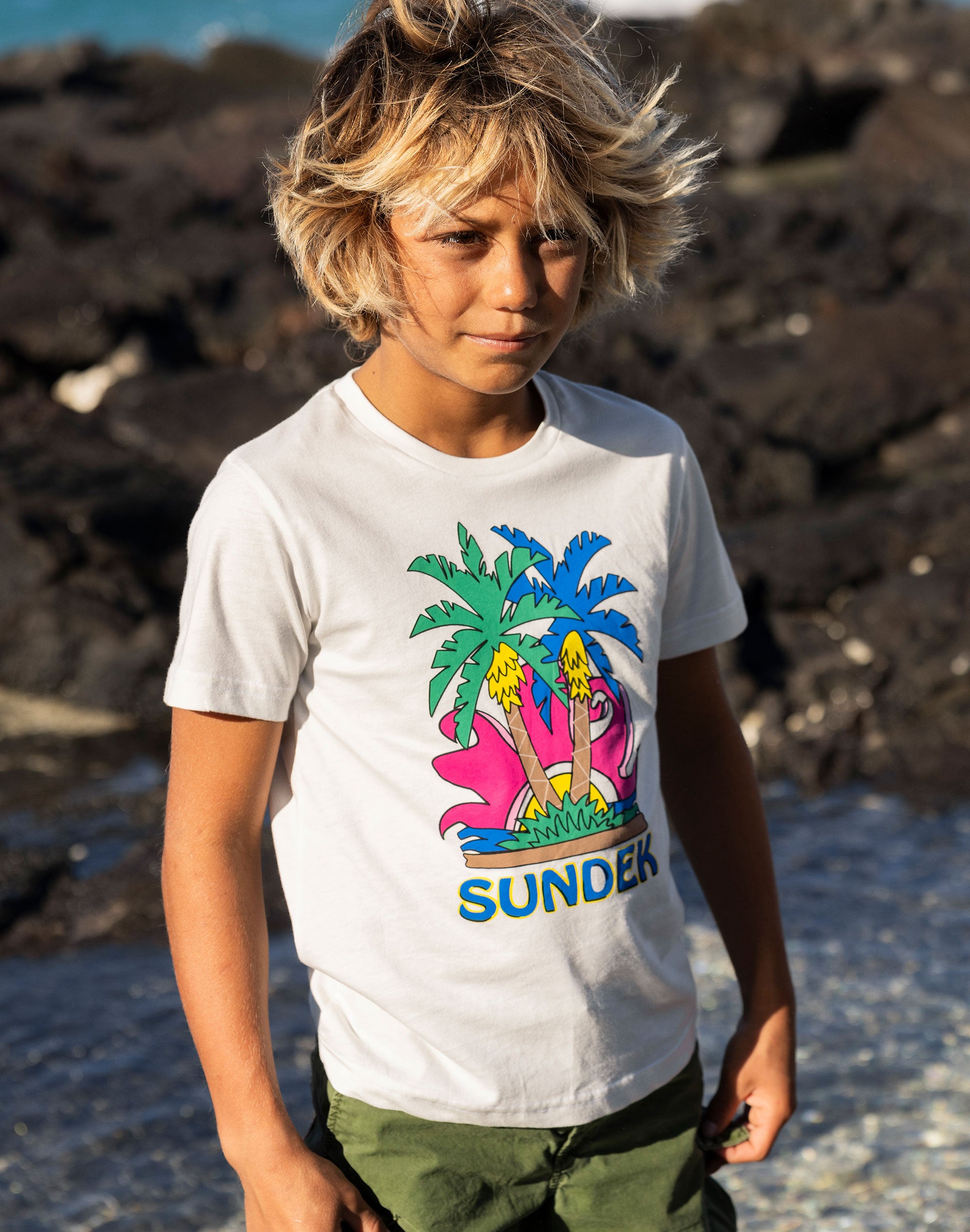 Boys Tops T Shirt Plain Printed SUNDEK