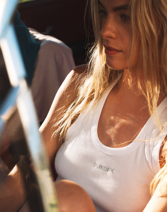 RIBBED TANK TOP WITH EMBROIDERED LOGO