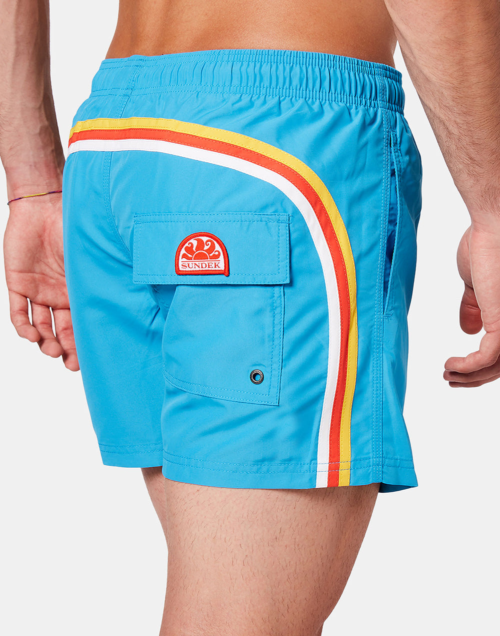 SHORT SWIM SHORTS WITH AN ELASTICATED WAISTBAND REPREVE®