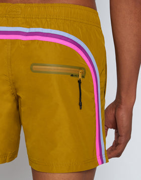 MEMORY STRETCHED WAIST SWIM TRUNKS