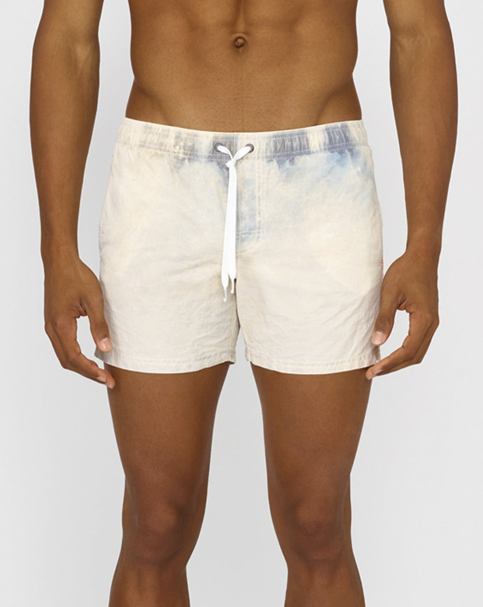 STONE WASH SHORT SWIM SHORTS WITH AN ELASTICATED WAISTBAND