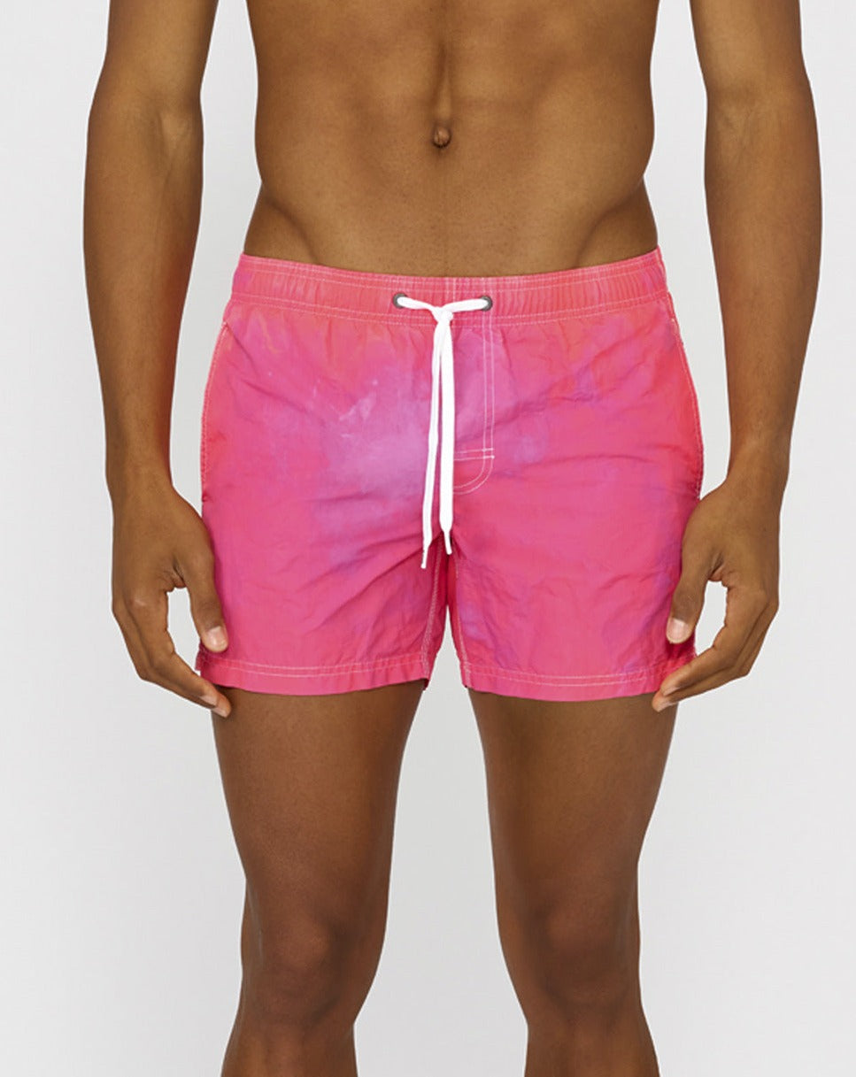 STONE WASH SHORT SWIM SHORTS WITH AN ELASTICATED WAISTBAND