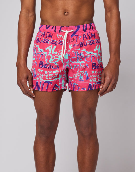 BOARDSHORT WITH ELASTICATED WAIST MANIFESTO PRINT