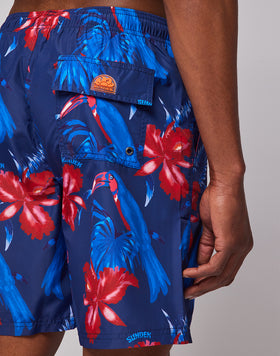 LONG BOARDSHORT WITH ELASTICATED WAIST AND TOUCANTRIP PRINT