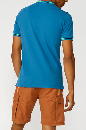 BRICE COTTON PIQUÉ POLO SHIRT WITH TRICOLOUR DETAILS