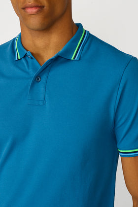 BRICE COTTON PIQUÉ POLO SHIRT WITH TRICOLOUR DETAILS