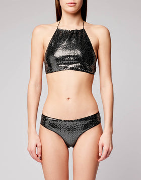 HIGH NECK TOP WITH SEQUINS
