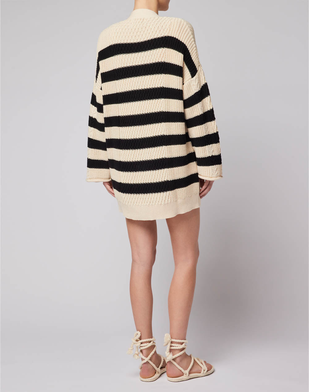 COMBED COTTON STRIPED CARDIGAN