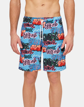 LONG SWIM SHORTS WITH AN ELASTICATED WAISTBAND