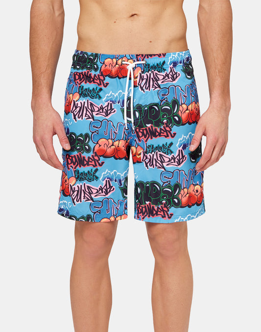 LONG SWIM SHORTS WITH AN ELASTICATED WAISTBAND